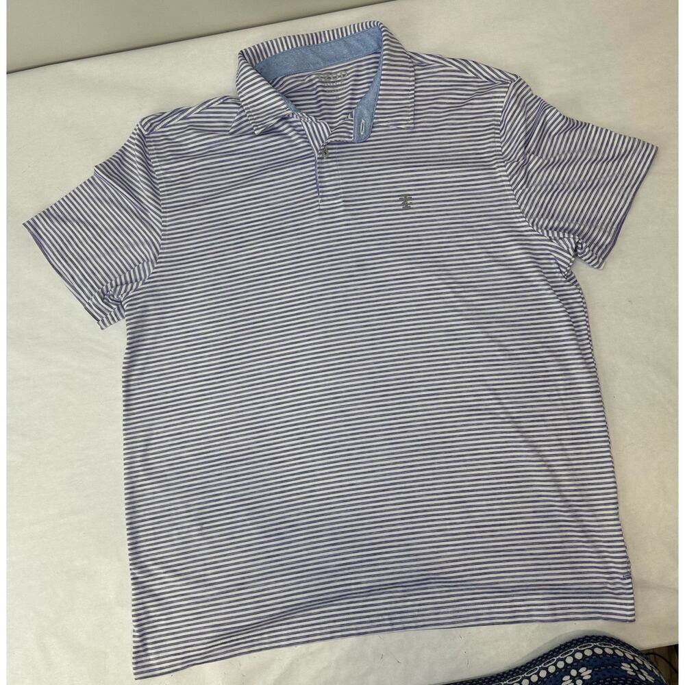 IZOD Golf Lavender Purple White Stripe Polo Shirt Size XL